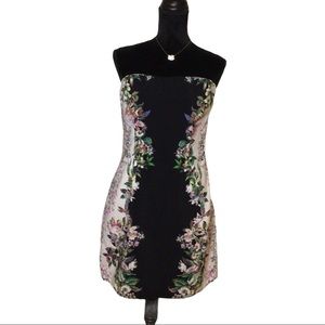 lovemarks Strapless Black & Floral Dress Size:L